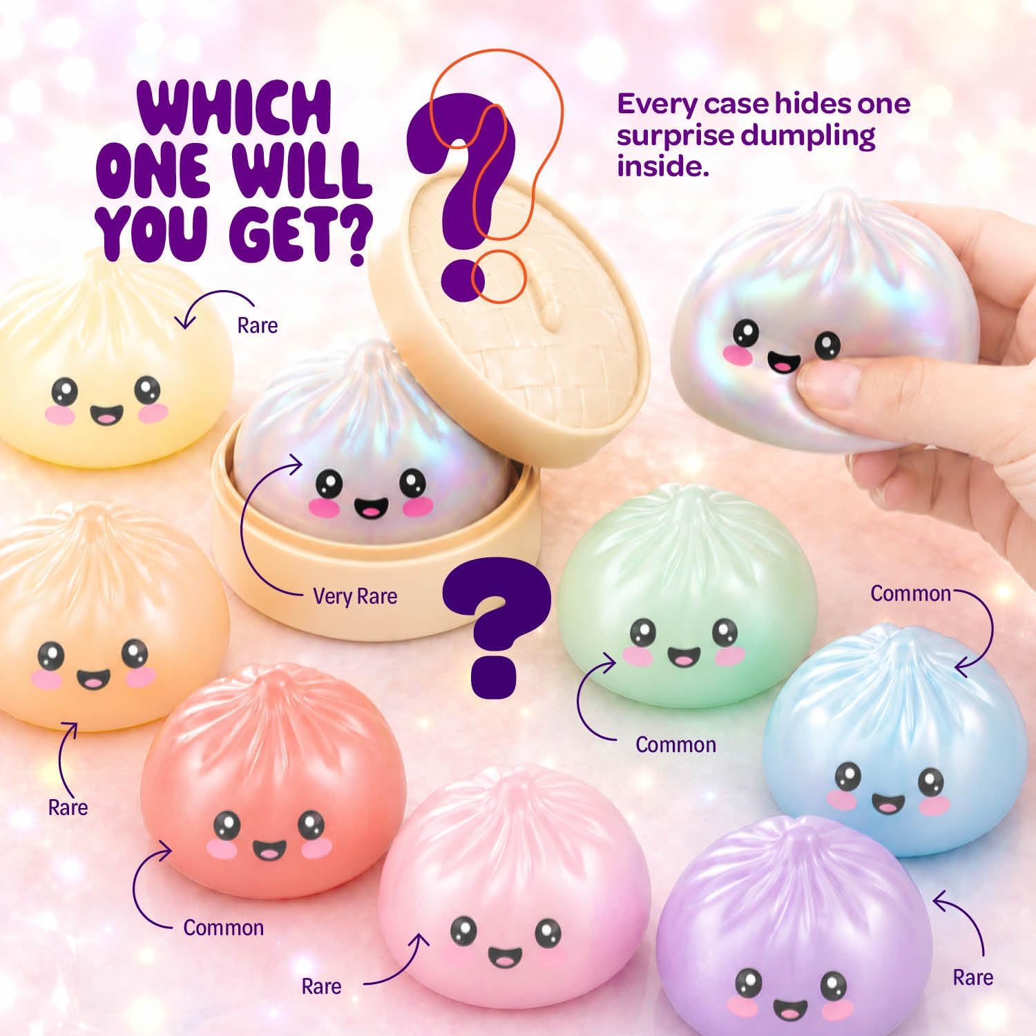 Glitter Dumpling Squishy Mystery Box - UV Color-Changing - Squishies Toys