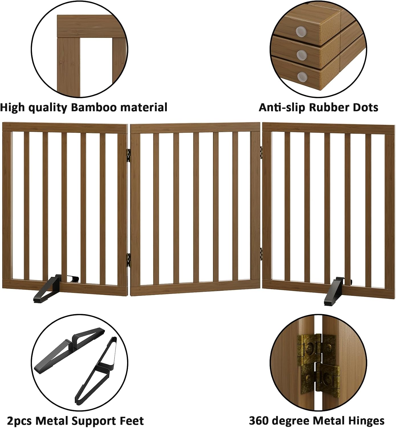 Dog Gate for Stairs,Foldable Dog Gate for Indoor Doorways House,Freestanding Pet Gates for Dogs,Doogie Puppy Fence Gate