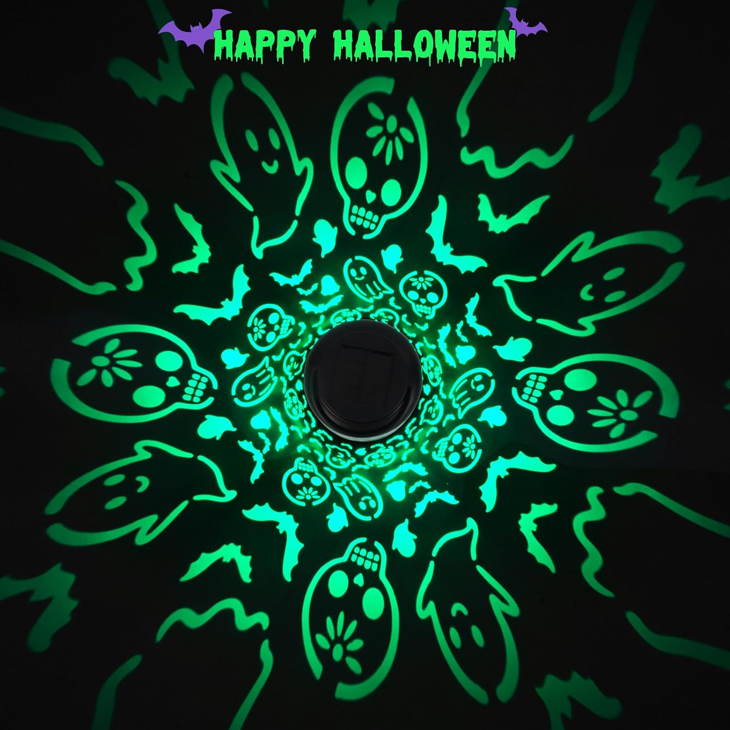 Halloween Decorations Outdoor Skull&Ghost Solar Lantern Green Light