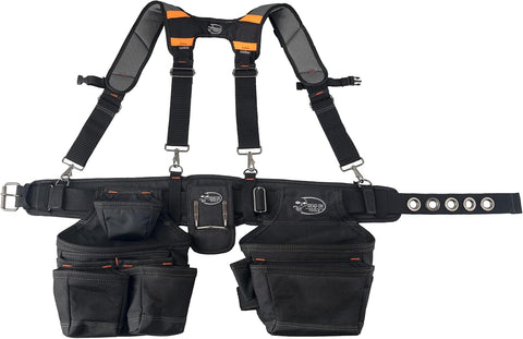 Dead On Tools - 1680 Denier Poly Carpenter’s Tool Belt with Suspenders (HDP400945) , Black