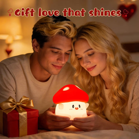 Rytinazzz Silicone Night Light for Kids, 50H Long Battery Mushroom Lamp, Gift for Kids, Cute Bedside Light for Girls Room, Rechargeable Tap Control