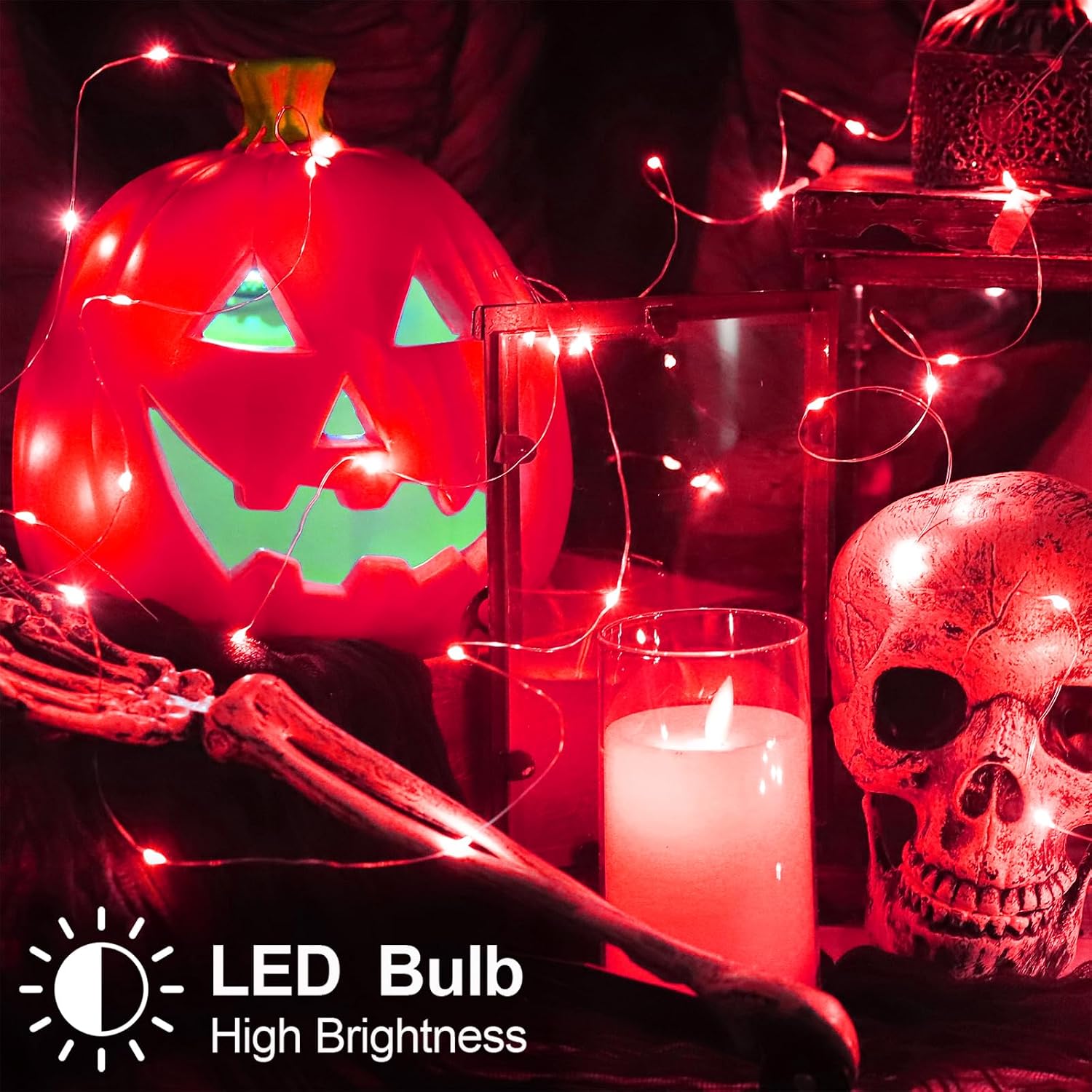 Halloween Christmas Red Fairy String Lights Battery Operated