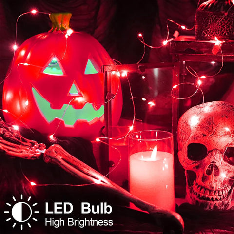 Halloween Christmas Red Fairy String Lights Battery Operated