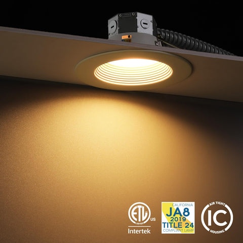 TORCHSTAR 8-Pack 5CCT 6 Inch LED Recessed Light Canless, White