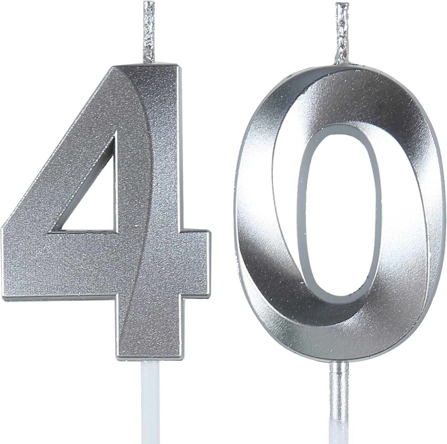 Bailym Black 40th Birthday Candles, Number 40 Cake Topper for Birthday Decorations Party Decoration