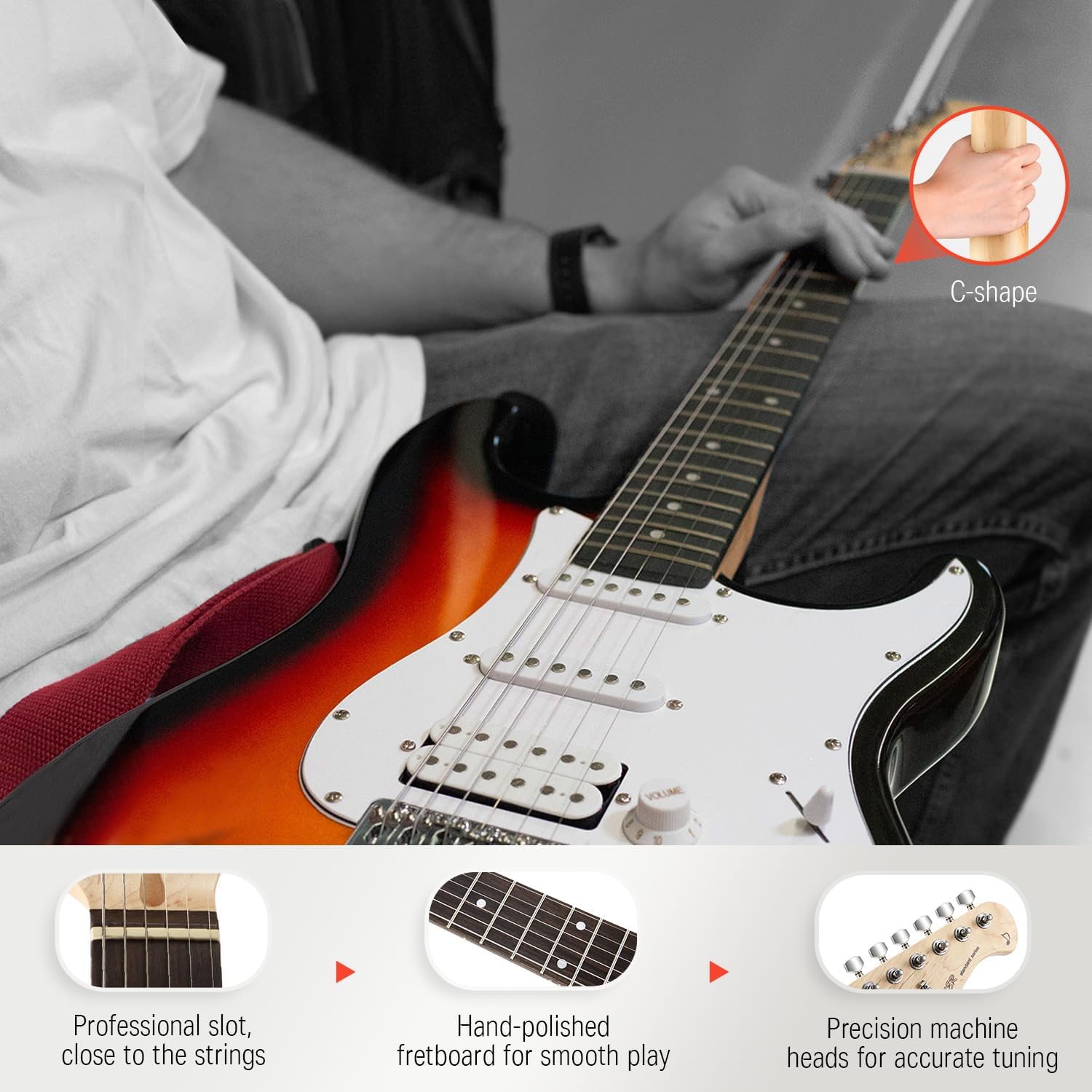 Donner DST-100S 39 Inch Full Size Electric Guitar Kit