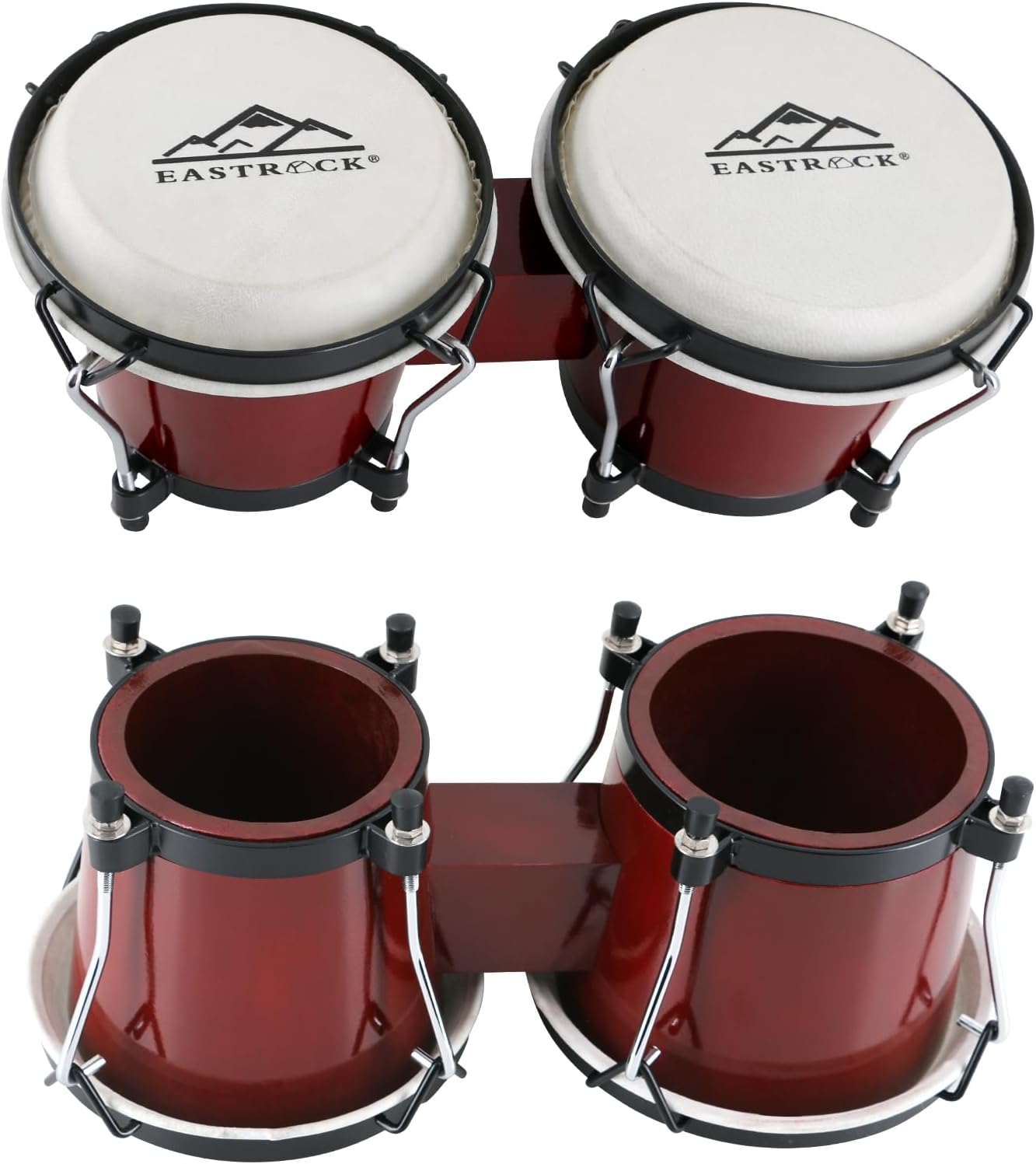 EASTROCK Bongo Drum 6” and 7” Bongos Set for Adults Beginners Professionals Tunable Wood and Metal Drum Percussion Instruments with Bag and Tuning Wrench（Red）