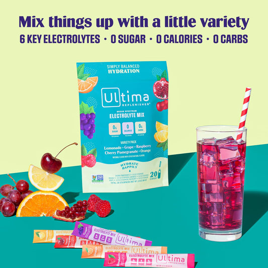 Ultima Replenisher Daily Electrolyte Drink Mix – Original Variety, 20 Stickpacks – Hydration Packets with 6 Electrolytes & Minerals – Keto Friendly, Vegan, Non- GMO & Sugar-Free Electrolyte Powder