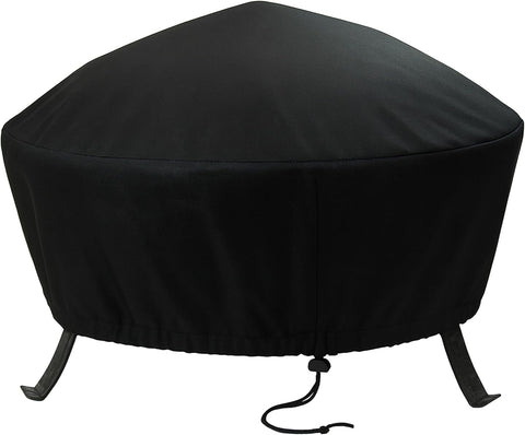 Sunnydaze Heavy Duty Outdoor Fire Pit Cover, Round, Durable PVC, Black, 48"