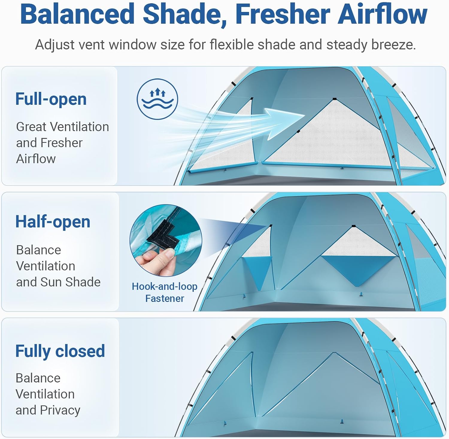 Wolfwise Beach Tent Sun Shelter Portable, Large 3-4 Person Sunshade Cabana