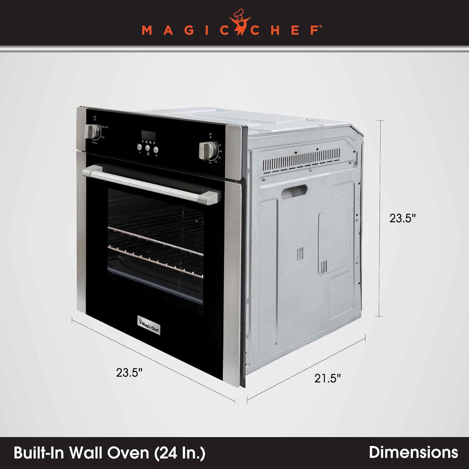 Magic Chef 24-Inch Built-In Electric Wall Oven, Stainless Steel, 2.2 Cu Ft
