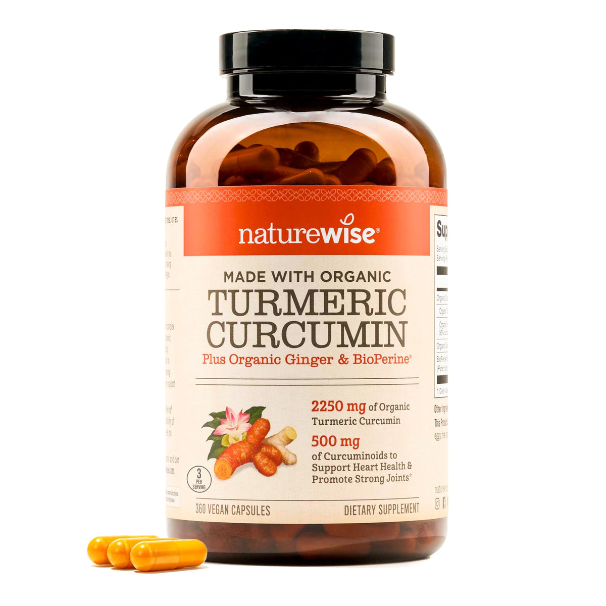 NatureWise Curcumin Turmeric 2250mg - 95% Curcuminoids & BioPerine Black Pepper Extract for Advanced Absorption - Daily Joint and Immune Health Support - Vegan, Non-GMO, 360 Count[120-Day Supply]