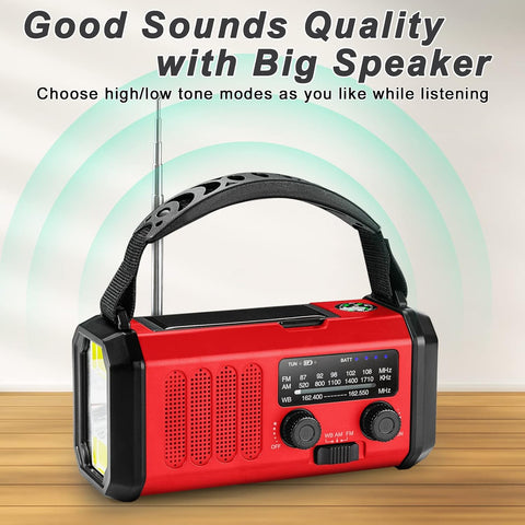 Emergency Weather Radio with NOAA,10000mAh Solar Hand Crank Radio,AM FM