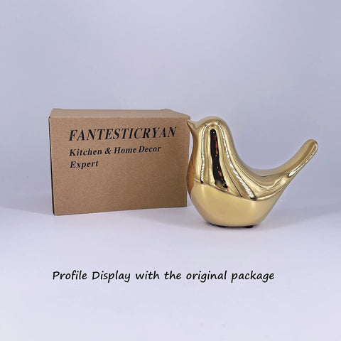 FANTESTICRYAN Small Birds Statues Home Decor, Modern Style, Gold, XL