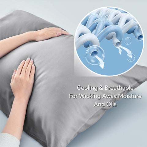 BEDELITE Body Pillow Pillowcase, Rayon from Bamboo, Silver Grey, 20"x54"