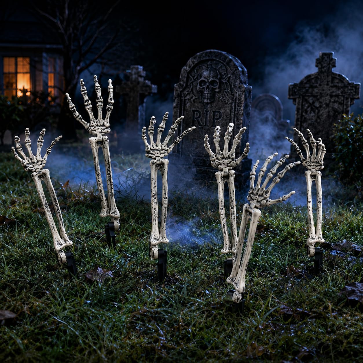 AISENO 6PC Realistic Skeleton Arm Stakes Halloween Decorations for Lawn Stakes Garden Groundbreaker Halloween Skeleton Decoration
