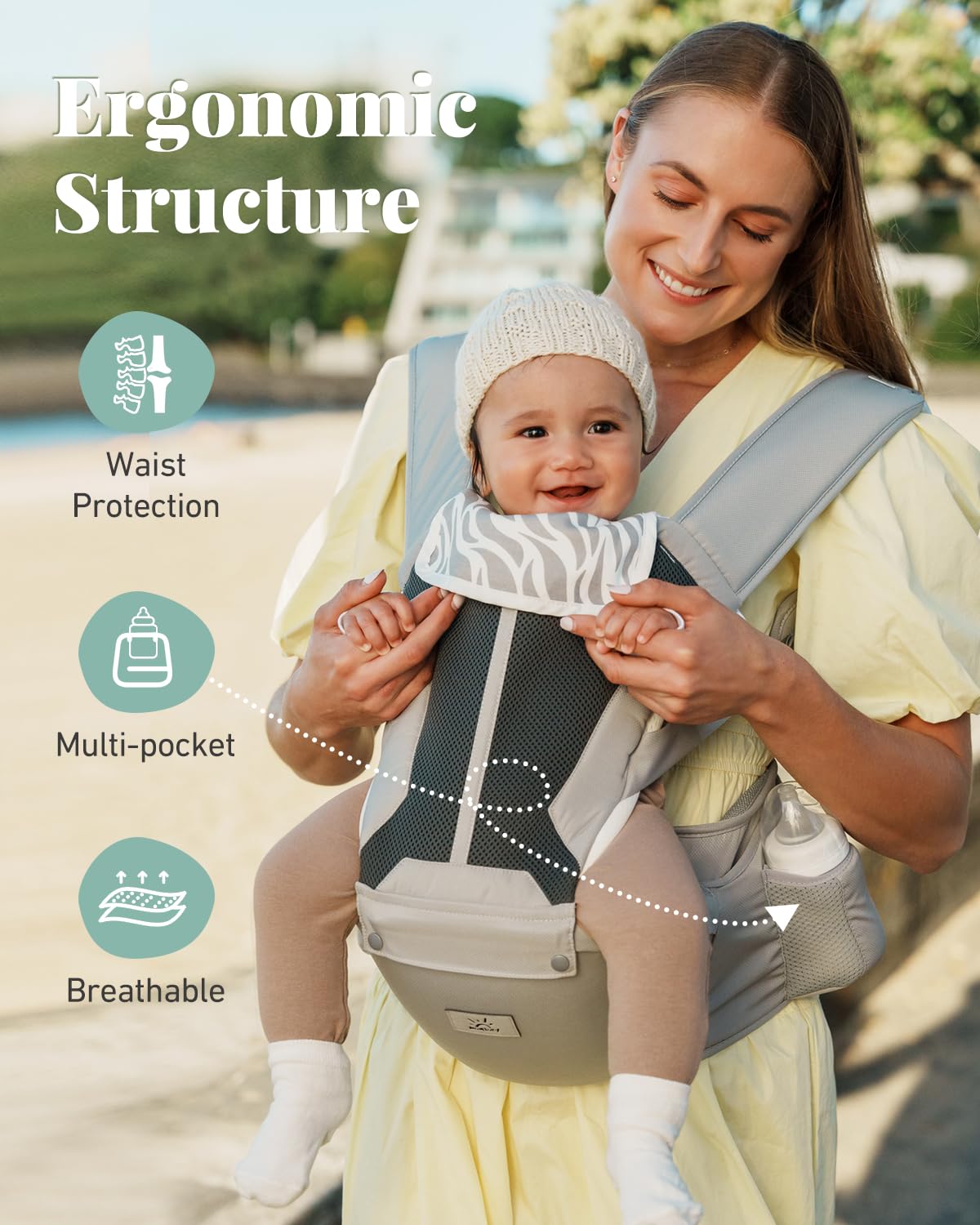 MOMTORY Safety-Certified 6-in-1 Baby Carrier Newborn to Toddler, Grey