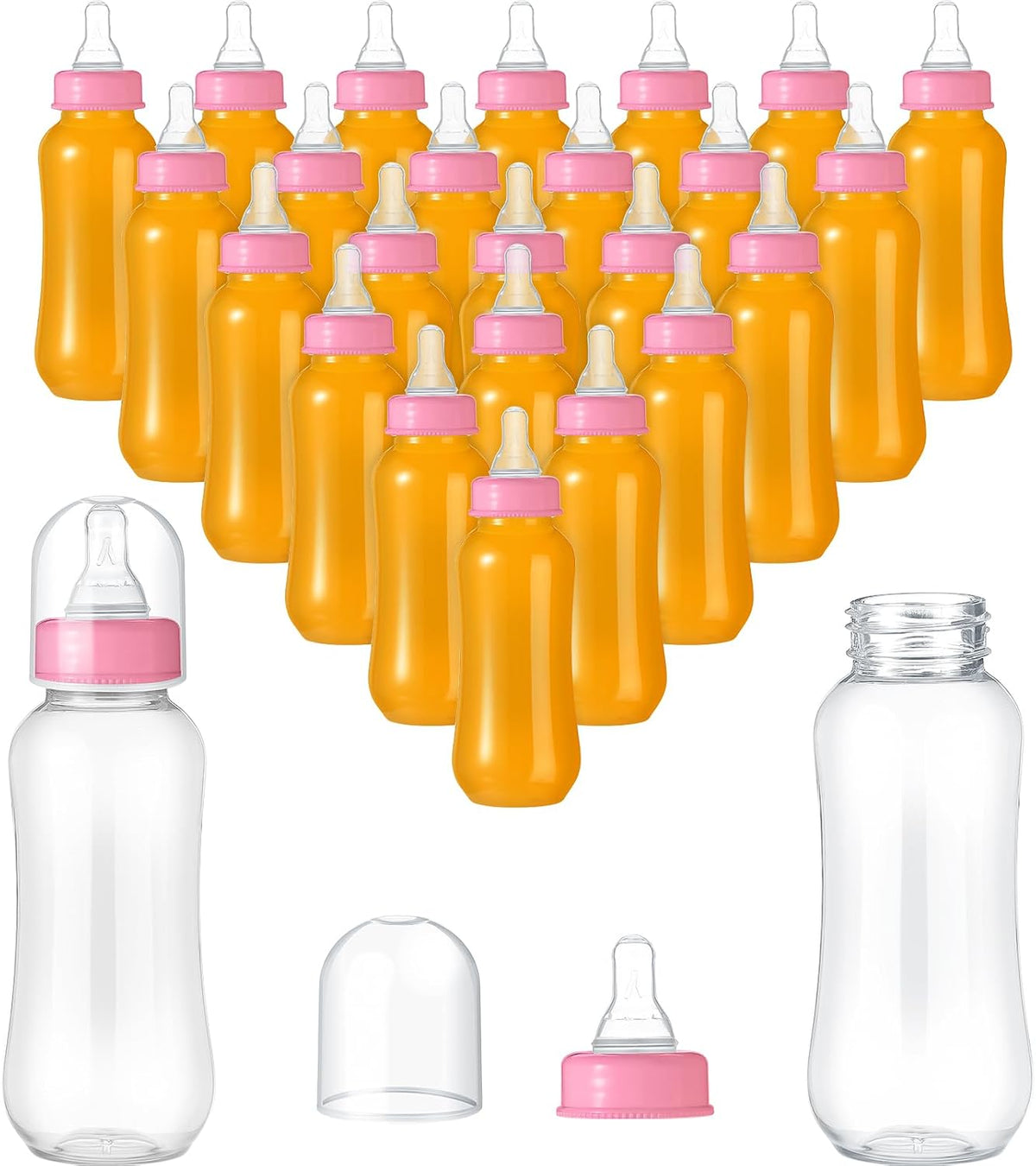 Norme 9.5 oz Plastic Bottles Chug Shower Game Party Favors for Baby Shower Decorations Gender Reveal Gifts(Pink,24 Pcs)