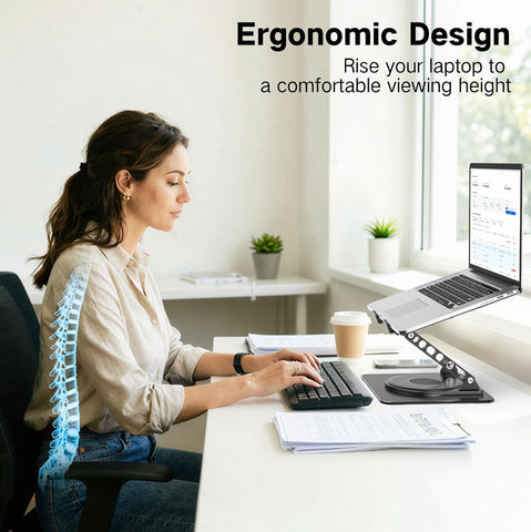 Adjustable Laptop Stand for Desk with 360 Rotating Base