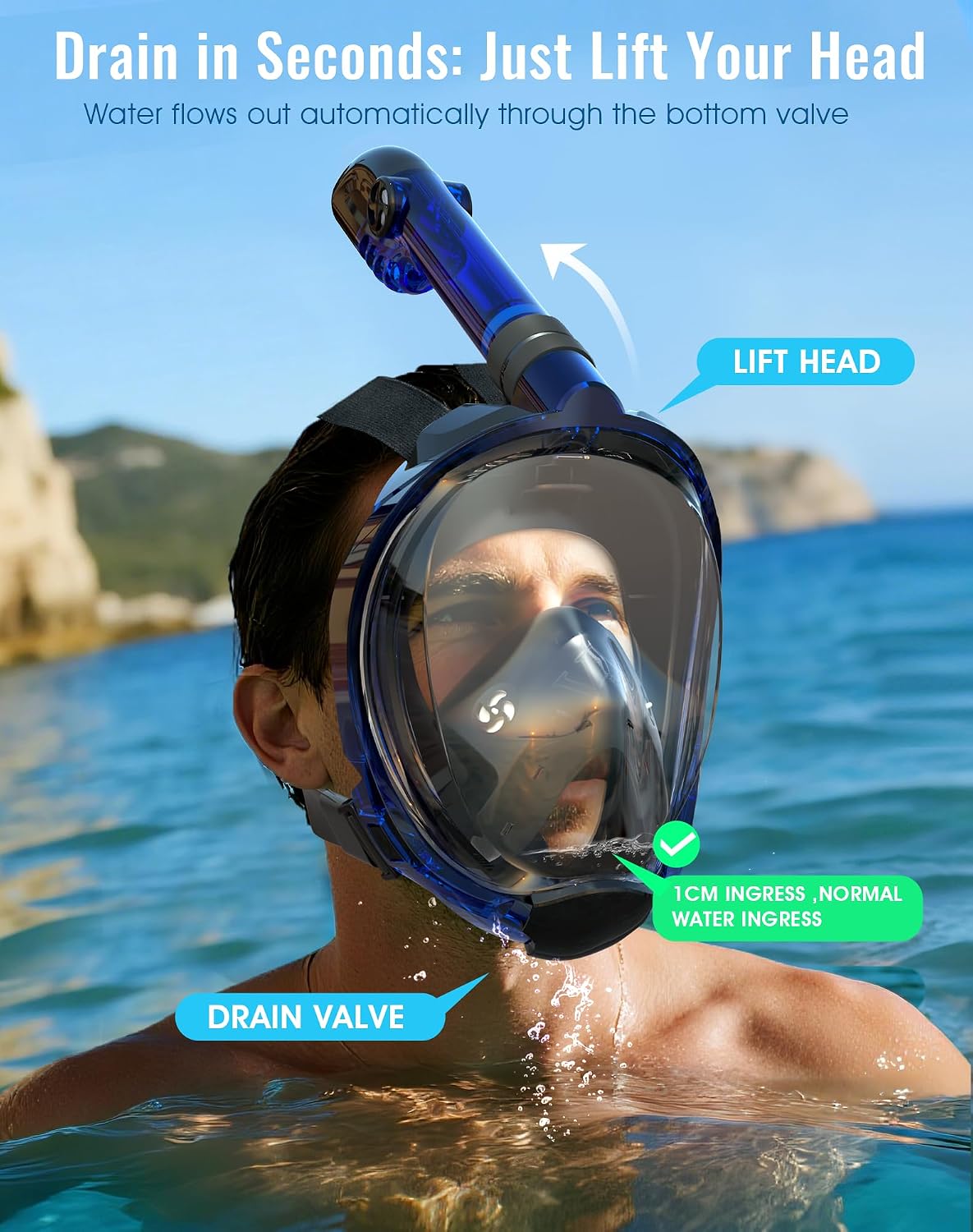 Greatever G2 Full Face Snorkel Mask Adults with Latest Dry Top System