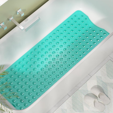 AmazerBath Shower Mat Non Slip 40 x 16 Inches, Shower Stall Mats with Suction Cups and Drain Holes, Non Slip Bath Mat for Tub for Elderly & Kids, Clear Green