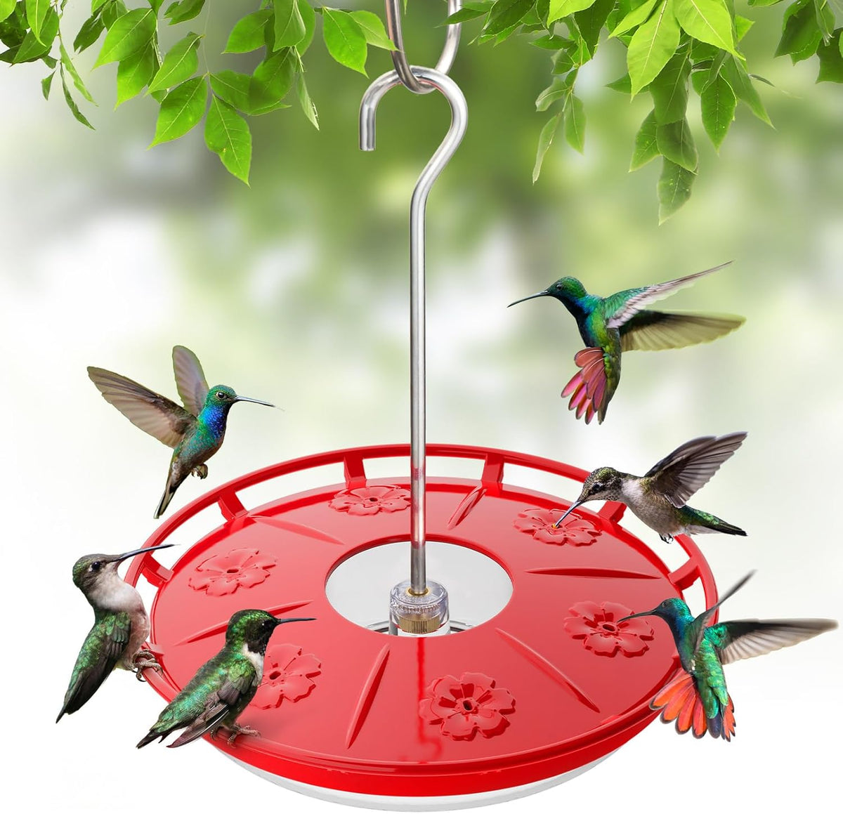 Kingsyard 6 Feeding Ports Saucer Hummingbird Feeders for Outdoors Hanging