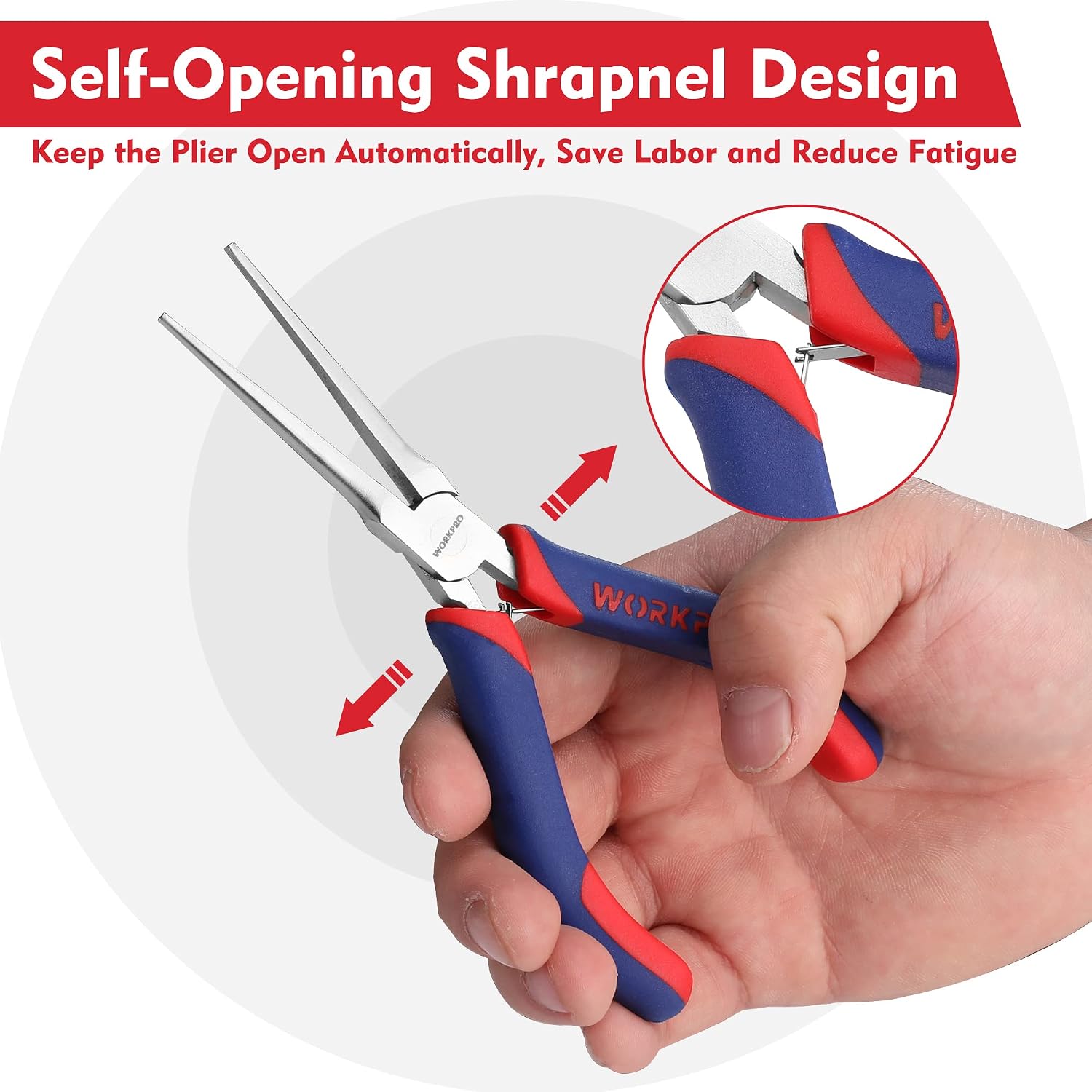 WORKPRO 2-Piece 6" Mini Needle Nose Pliers Set(Smooth Jaw), Long Nose Pliers, Bent Nose Pliers with Comfort Grip Handles, Jewelry Plier For Wire Wrapping, Handmade Craft, Jewelry Making, 6" 2PCS