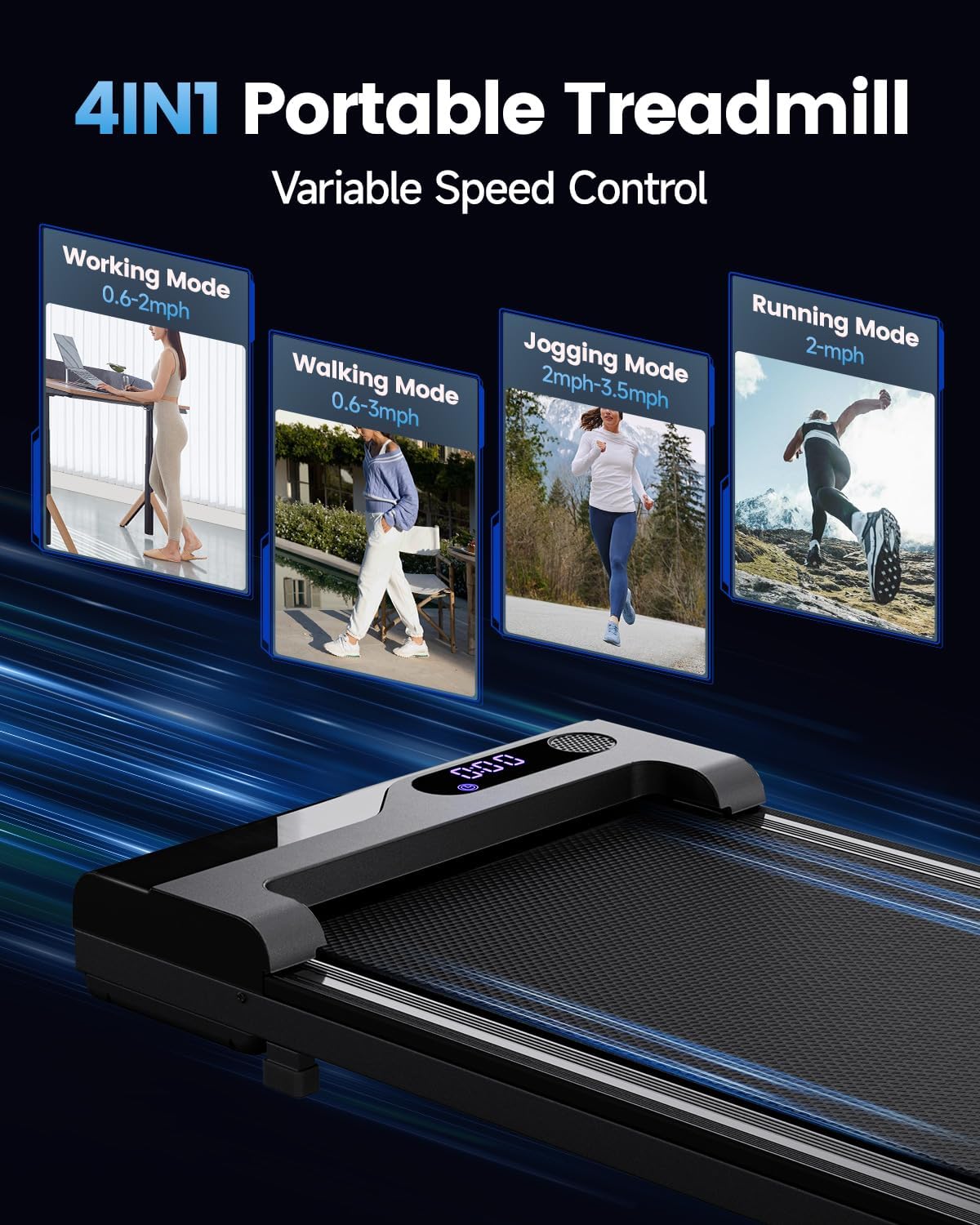 Walking Pad Treadmill for Home - Under Desk Treadmills Portable Mini Compact Walk Pads for Small Spaces Office Indoor Apartment Floor Flat Running Machine with Remote Quiet Lightweight