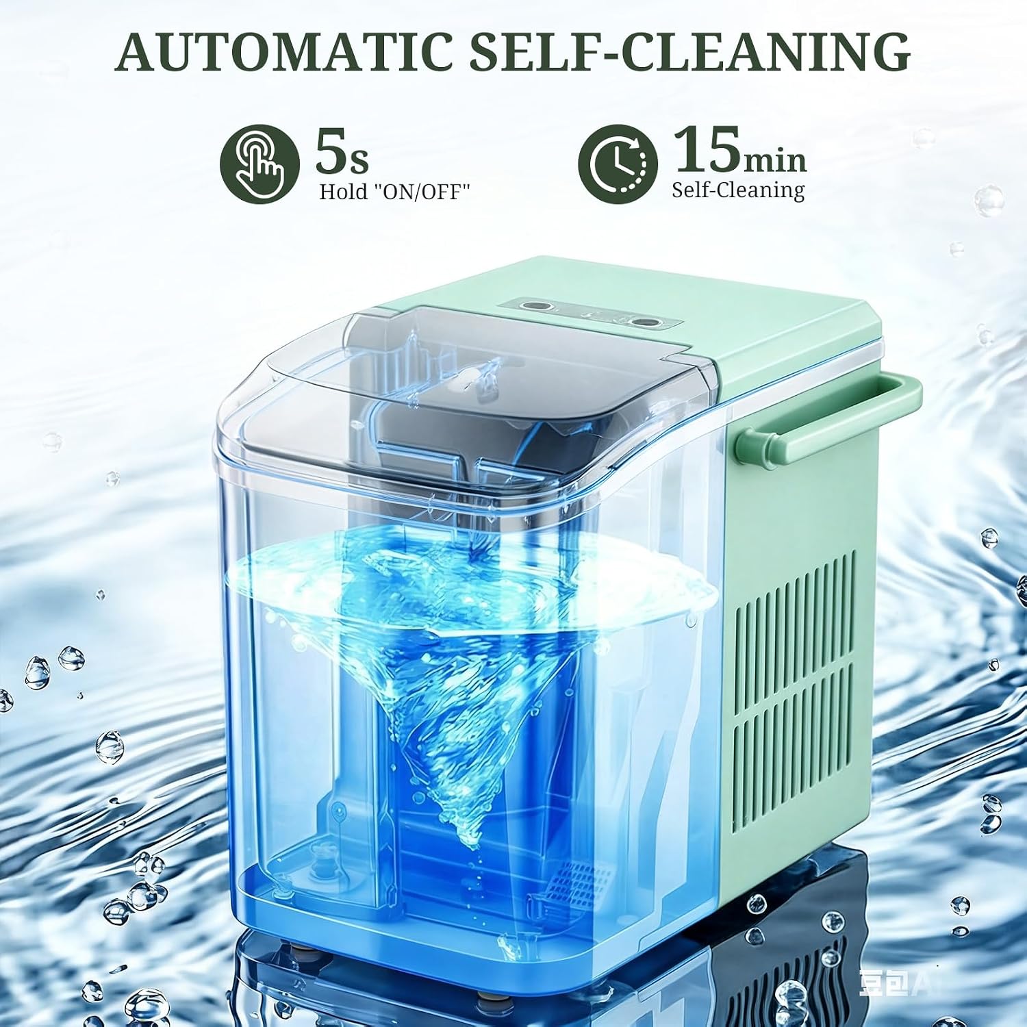 Ice Maker Portable Countertop with Handle, Basket & Scoop, 26Lbs/24Hrs