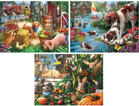Bits and Pieces Set of 3 Jigsaw Puzzles 300 Pieces, Cute Puppies Collection