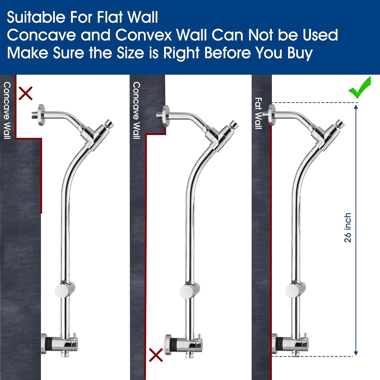 High Pressure Shower Head with Handheld Shower, 26" Adjustable Height Drill-Free Slide Bar, 3-Way Diverter for Easy Reach, Dual Shower Head Combo Set with 5ft Hose - Chrome