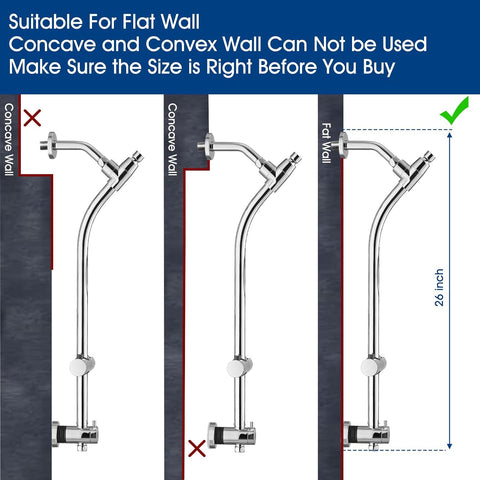 High Pressure Shower Head with Handheld Shower, 26" Adjustable Height Drill-Free Slide Bar, 3-Way Diverter for Easy Reach, Dual Shower Head Combo Set with 5ft Hose - Chrome