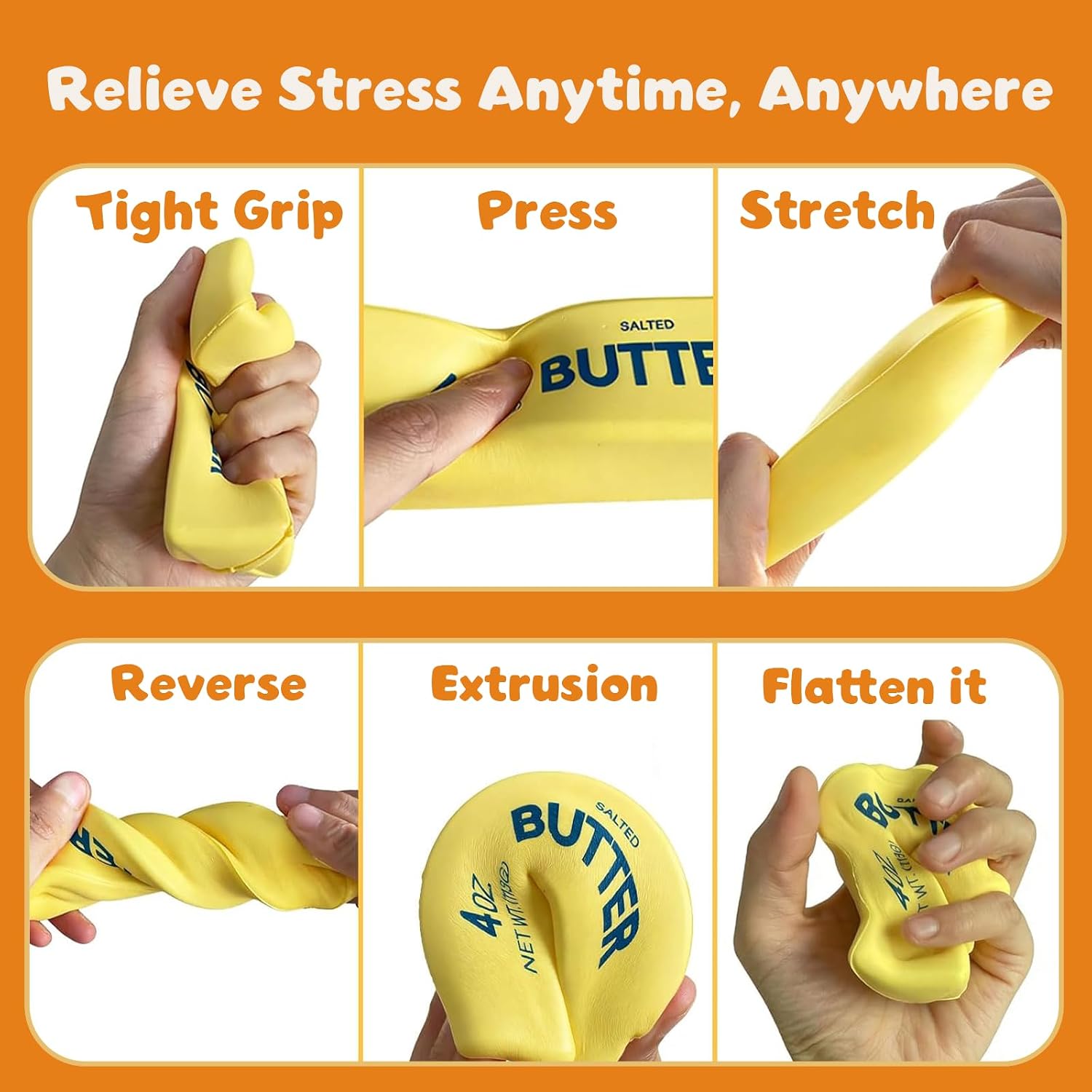 Butter Squishy Stress Toy,Soft Novelty Toy,Realistic Butter Stick Fidget, Slow Rising Soft Squeeze Toy for Adults Stress Relief & Anxiety Relief(4PCS)