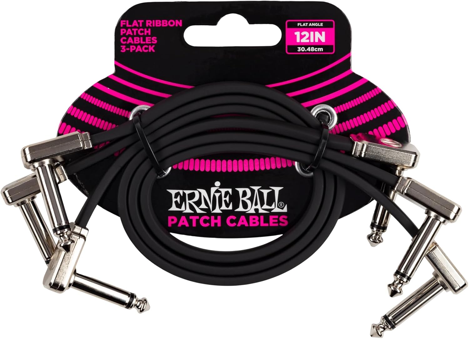 Ernie Ball Flat Ribbon Patch Cable Pedalboard Multi-Pack, Black (P06224)