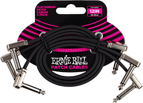 Ernie Ball Flat Ribbon Patch Cable Pedalboard Multi-Pack, Black (P06224)