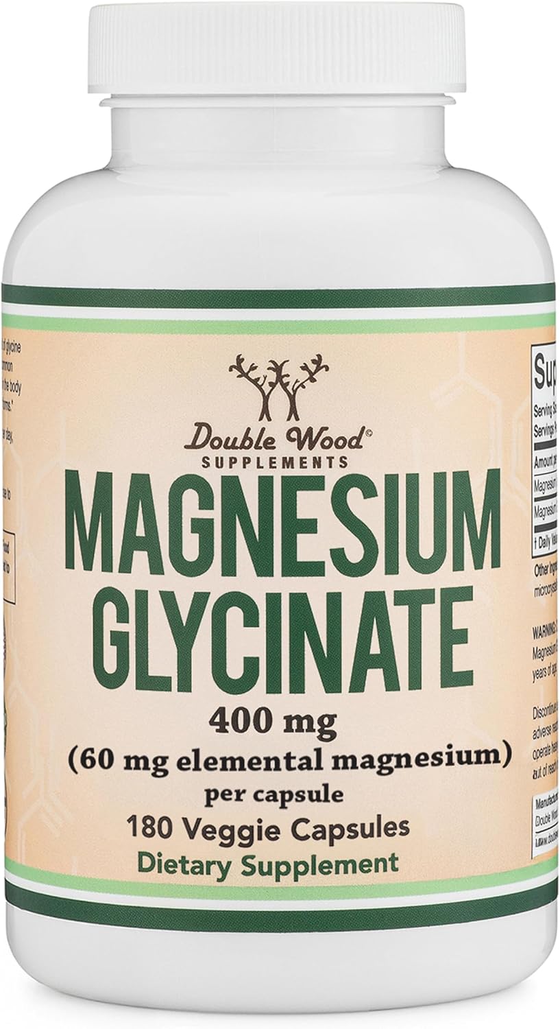 Magnesium Glycinate 400mg for Sleep, Relaxation, and Recovery, 180 Capsules