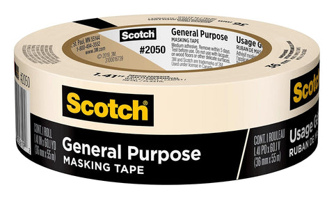 3M 36-Rolls of .94” x 60 yds 2050-24AP Scotch Greener Tan General Purpose Masking Tape