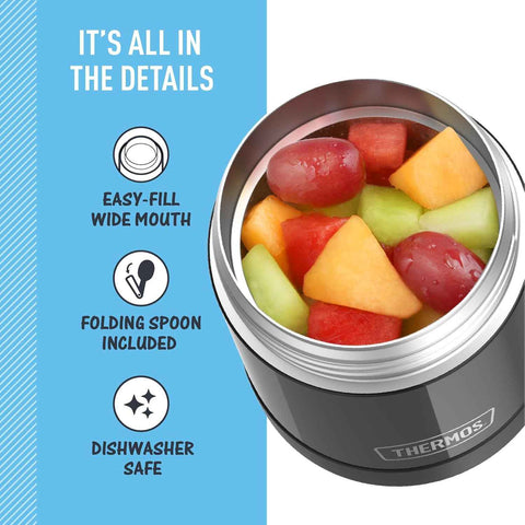 THERMOS FUNTAINER Kids Food Jar with Spoon, 10oz, Black