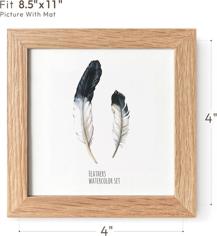 4x4 Picture Frame, Solid Oak Wood 4x4 Photo Frames