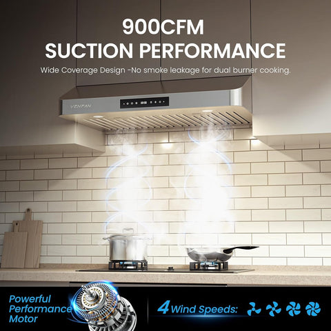 Range Hood 36 Inch Under-Cabinet 900 CFM Dual Fan Kitchen Vent Hood