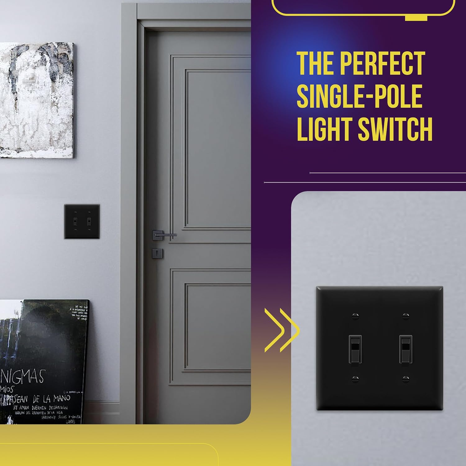 ENERLITES 10 Pack Toggle Light Switch, Single Pole Wall Switch, Black