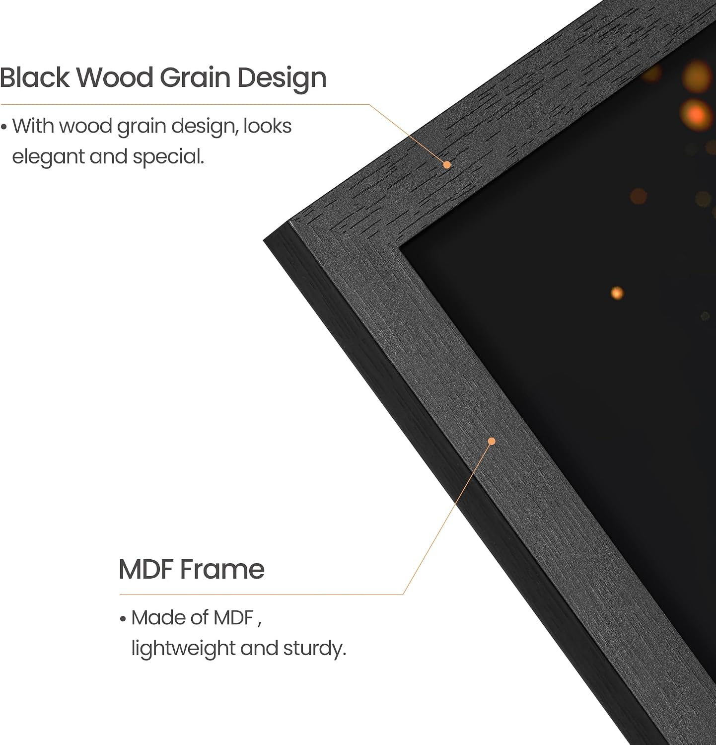 upsimples 8x8 Picture Frames, Wall Gallery Square Frames with Engineered Wood, Black 1 Pack