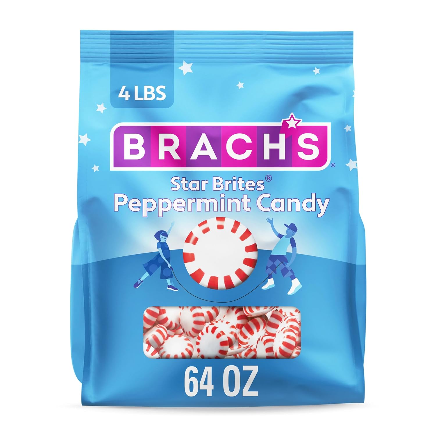 Brach's Star Brites, Peppermint, Individually Wrapped, Made with Real Mint Oil, 64 oz, Approx 350 Count