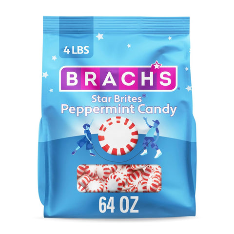 Brach's Star Brites, Peppermint, Individually Wrapped, Made with Real Mint Oil, 64 oz, Approx 350 Count