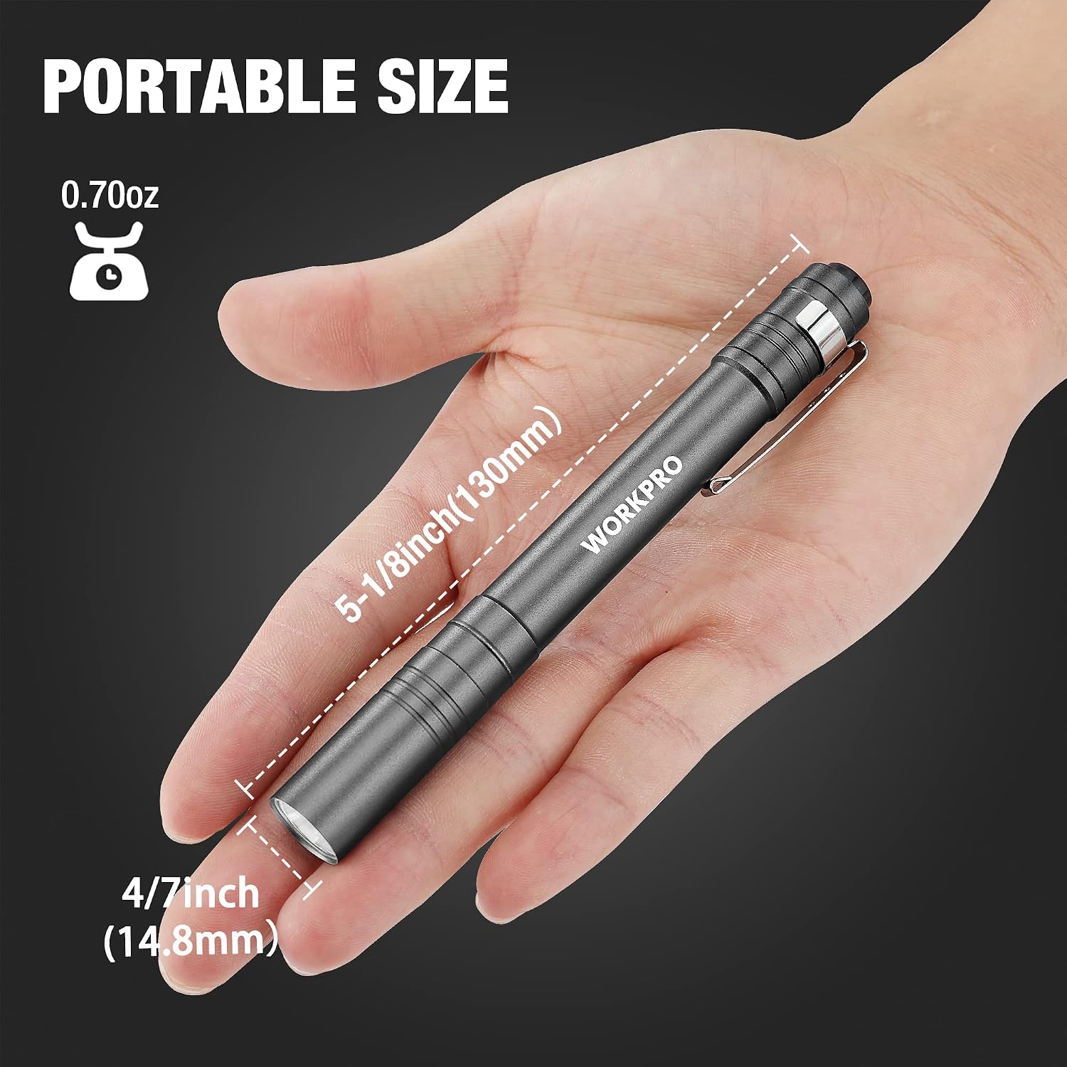 WORKPRO LED Pen Light, Aluminum Pen Flashlight, Pocket Flashlight with Clip