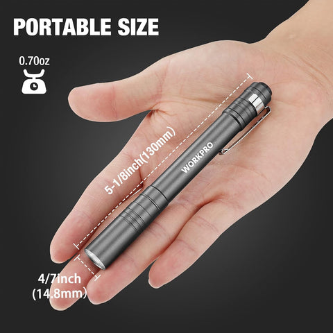 WORKPRO LED Pen Light, Aluminum Pen Flashlight, Pocket Flashlight with Clip