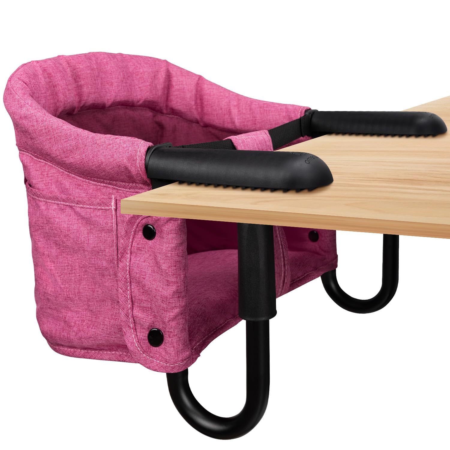 Hook On Chair with Removable Dining Tray,Portable Hook-On Chairs with Storage Bag,for Home and Travel(Rose Red)