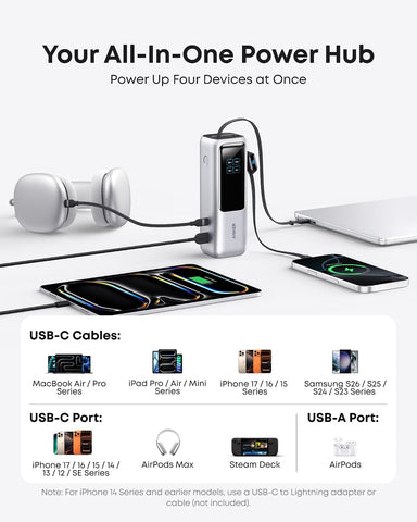 Anker Laptop Power Bank, 25,000mAh Travel Essential with 165W Total Output