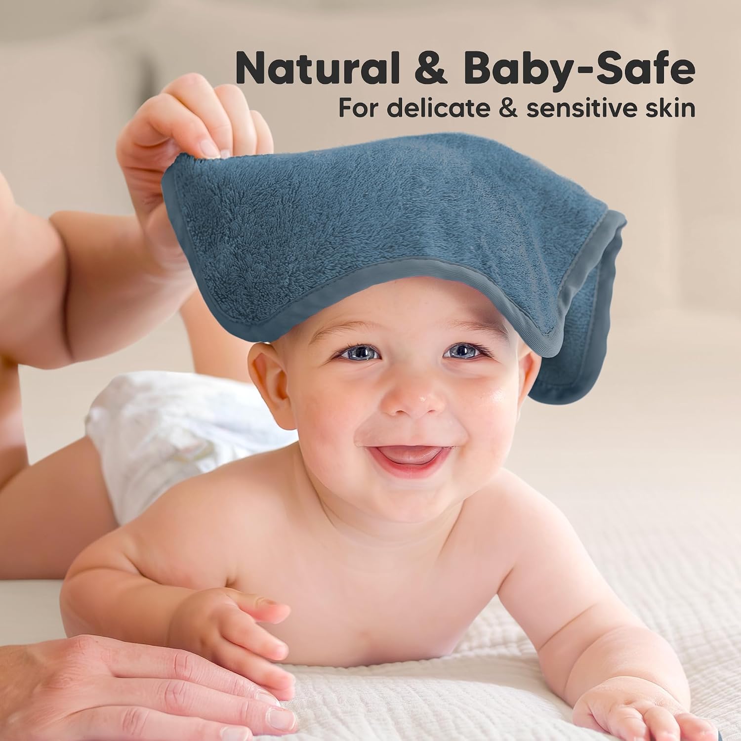6-Pack Baby Washcloths, Soft Absorbent Washcloths for Face, Body(Navy Blue)
