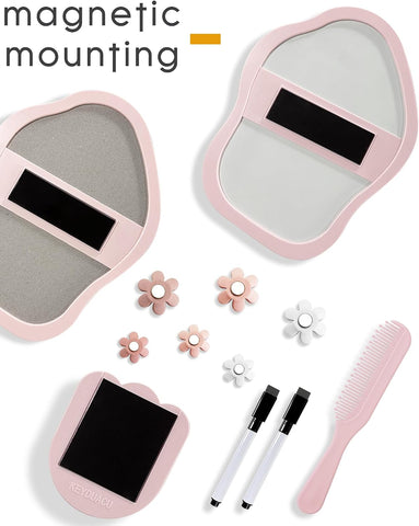 KEYDUACU 12 pcs Girls Pink Locker Accessories, Locker Decorations Including Mirrors, whiteboards, Magnets and organizing Supplies. Ideal for Back-to-School Essentials and The Office (12 pcs-Pink)
